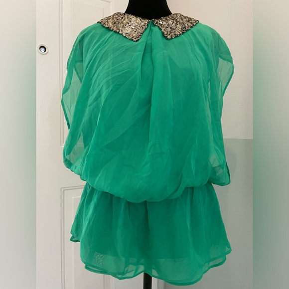 Vero Fashion green blouse with sequins size S - Picture 1 of 9